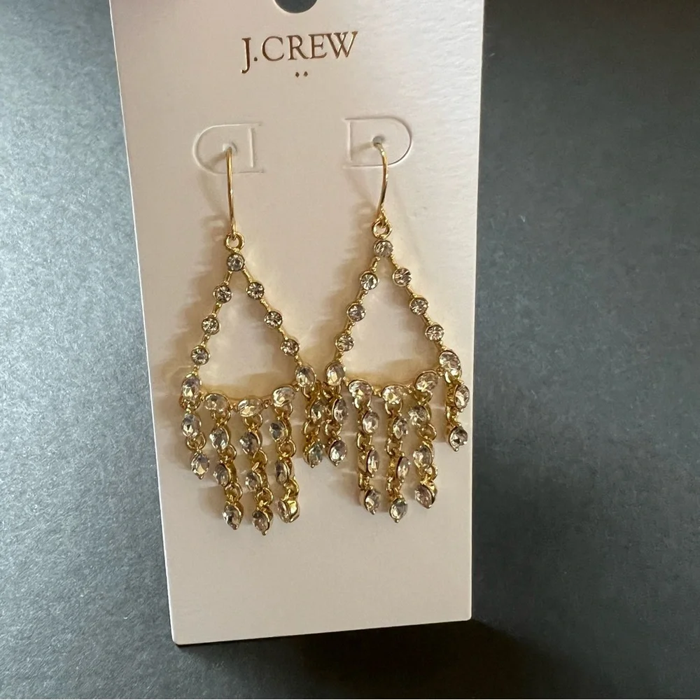 J. Crew Factory Crystal Dabgly Statement Earrings NWT